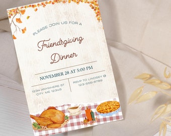 Bearbeitbare Friendsgiving-Einladungsvorlage, Thanksgiving-Dinner Evite (Digitaler Download)