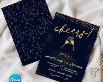 Bearbeitbare Silvesterparty-Einladungsvorlage - Sofortdownload