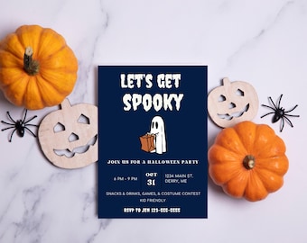 Plantilla de invitación para fiesta de Halloween espeluznante, invitación editable (descarga digital)
