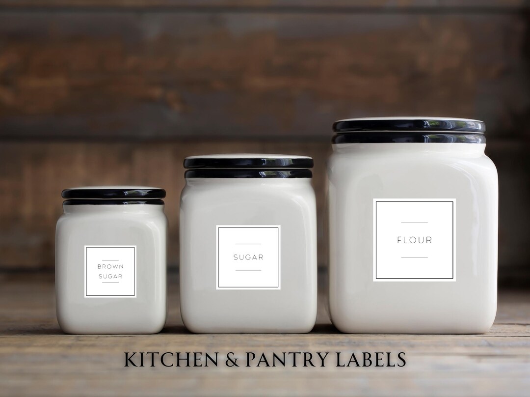 Transparent Label Sticker Kitchen Minimalist Pantry Labels: Modern Kitchen Vinyl Stickers - Etsy