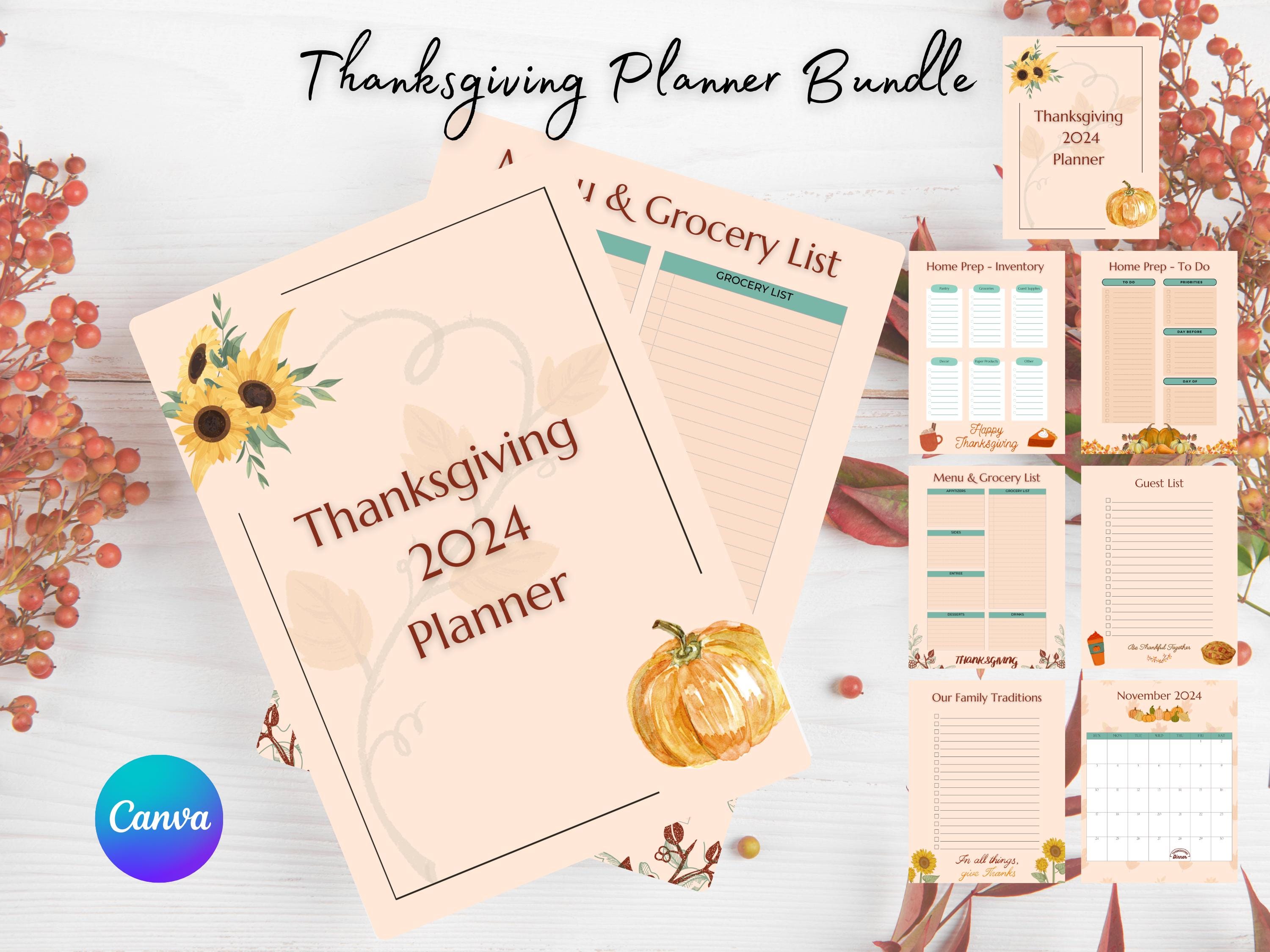 Thanksgiving Planner Bundle | Printable | Instant Download | Editable Digital Template