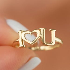 14K Solid Gold I Love You Ring for Women Girl – Dainty Romantic Jewelry – Perfect Gift for Her