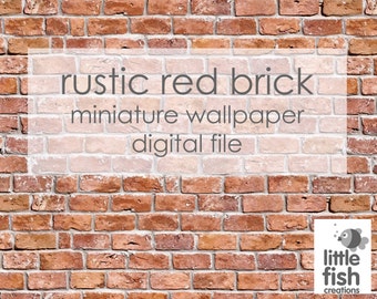 Digital Download "Rustic red brick" 1:12 format - miniature dollhouse wallpaper
