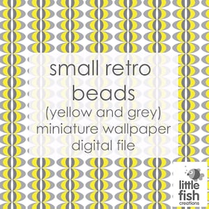 Digital Download “Small retro beads - yellow and grey” digital dollhouse mini wallpaper scale