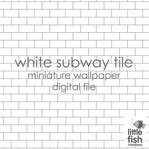 Digital Download NEW "White Subway Tile" - miniature dollhouse wallpaper