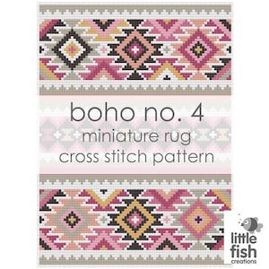 Digital Download "Boho No. 4 Dollhouse Floor Rug" - modern miniature for dollhouse / pdf cross stitch embroidery pattern