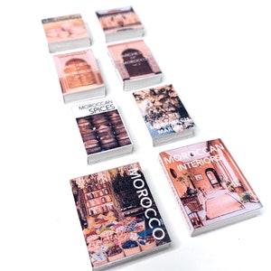 Digital Download - Dollhouse printable miniature / mini book covers, no. 29 - set of 8 (Travel/Morocco) - assorted designs (1/12th scale)