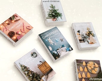 Digital Download - Dollhouse printable miniature / mini book covers, no. 11 - set of 6 (Christmas - set 1) - assorted designs (1/12th scale)