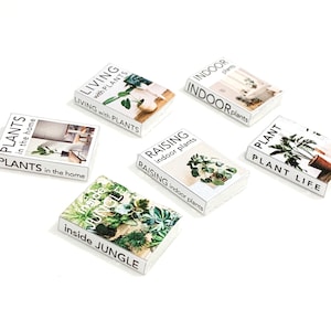 Digital Download - Dollhouse printable miniature / mini book covers, no. 1 - set of 6 (indoor plants) - assorted designs (1/12th scale)