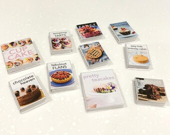 Digital Download - Dollhouse printable miniature / mini book covers, no. 17 - set of 10 (Cooking/Baking) - assorted designs (1/12th scale)