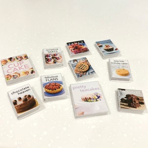 Digital Download - Dollhouse printable miniature / mini book covers, no. 17 - set of 10 (Cooking/Baking) - assorted designs (1/12th scale)