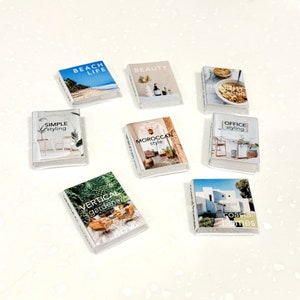 Digital Download - Dollhouse printable miniature / mini book covers, no. 10 - set of 8 - assorted designs (1/12th scale)