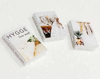 Digital Download - Dollhouse printable miniature / mini book covers, no.3 - set of 3 (hygge, lykke, lagom) - assorted designs (1/12th scale)