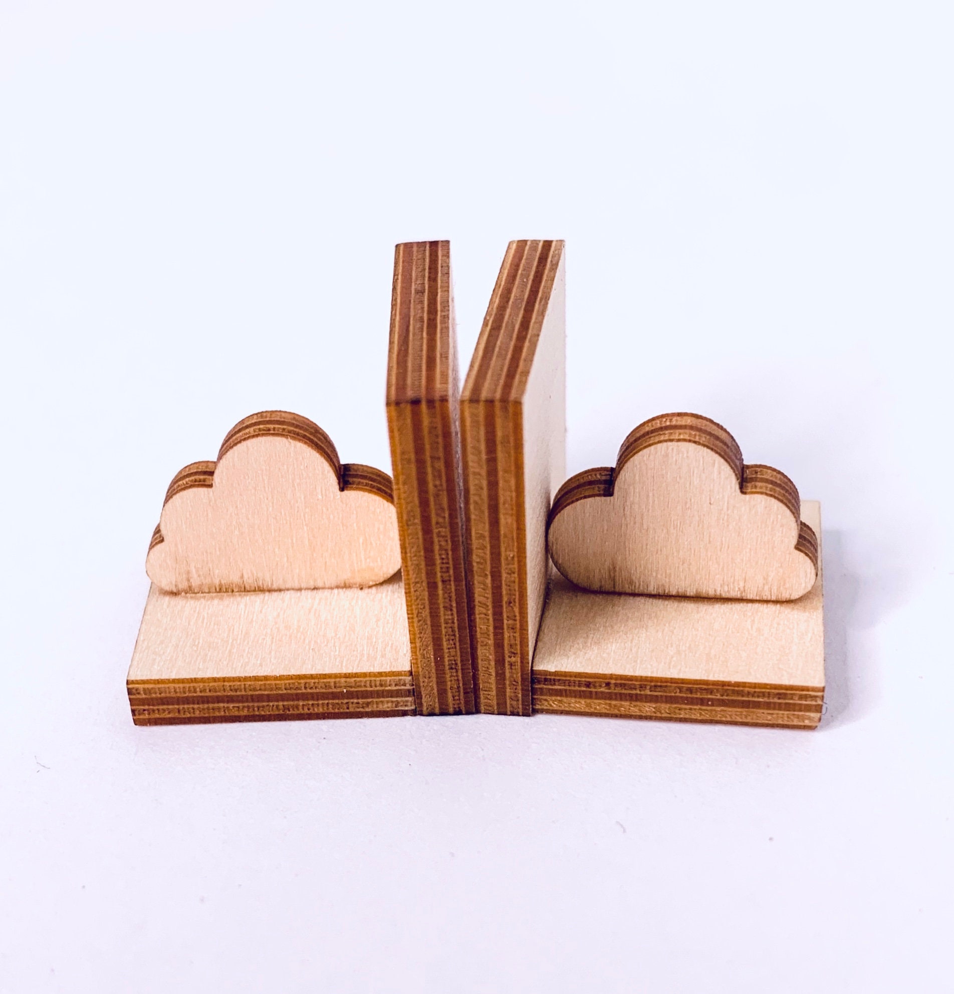 Pair of Miniature Wooden Cloud Bookends — Small Scale Interiors