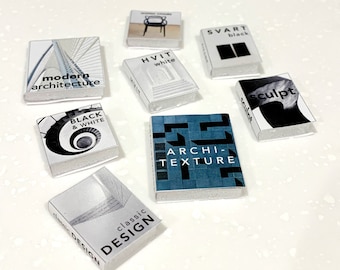 Digital Download - Dollhouse printable miniature / mini book covers, no. 16 - set of 8 (Design) - assorted designs (1/12th scale)