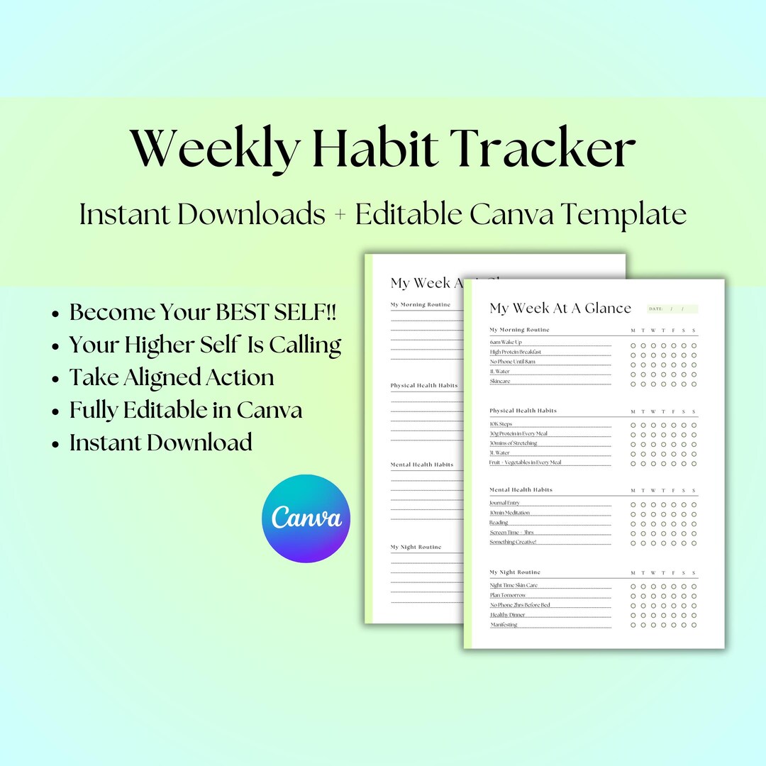 Weekly Task Tracker Printable Weekly Task Tracker Habit Tracker Printable Instant Download Weight ...