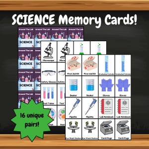 Set of 32 Science-Themed Memory Cards | Printable Matching Game