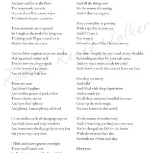 The Season Of Motherhood Poem | Printable Poem / DIGITAL DOWNLOAD