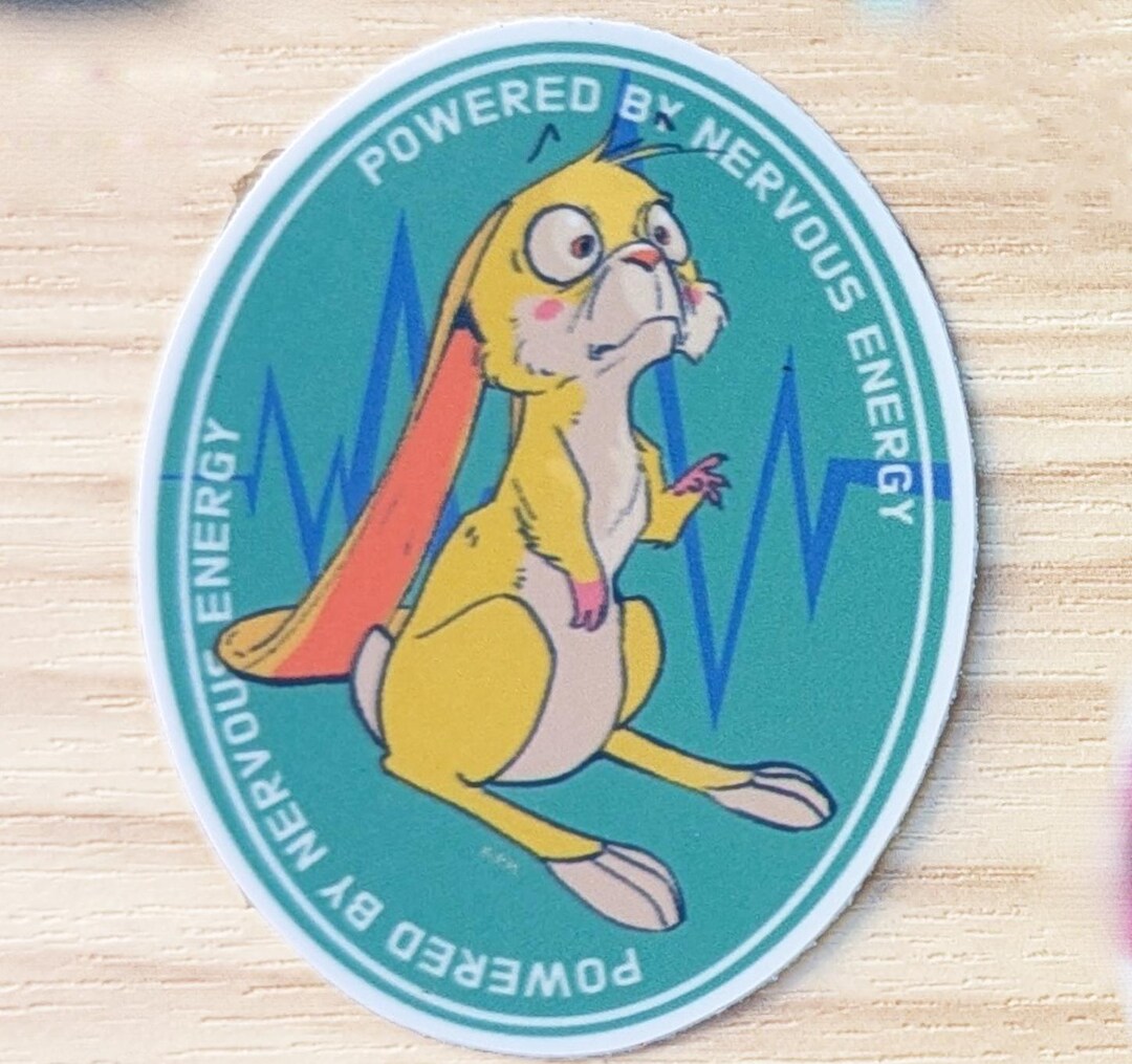 Powered by Anxiety Rabbit Sticker! - Etsy