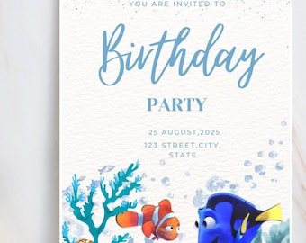 Nemo Birthday Party Invitation: Editable Kids Invite (Digital Download)
