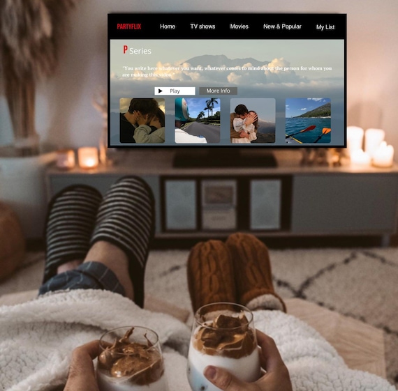 Partyflix Netflix Style Video Template | Editable Canva Slideshow | Personalized Gift for Couples, Friends & Family |Unique Digital Download