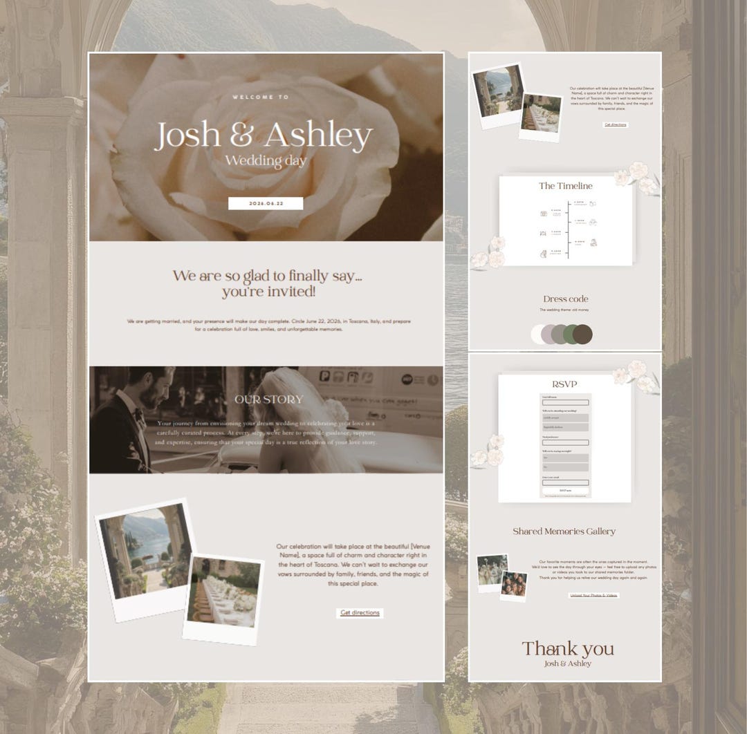 Canva Wedding Website Template | Canva Editable RSVP (digital Download ...