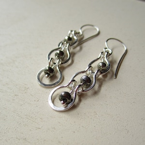 Pyrite &quot;bicycle chain&quot; drop earrings in sterling silver