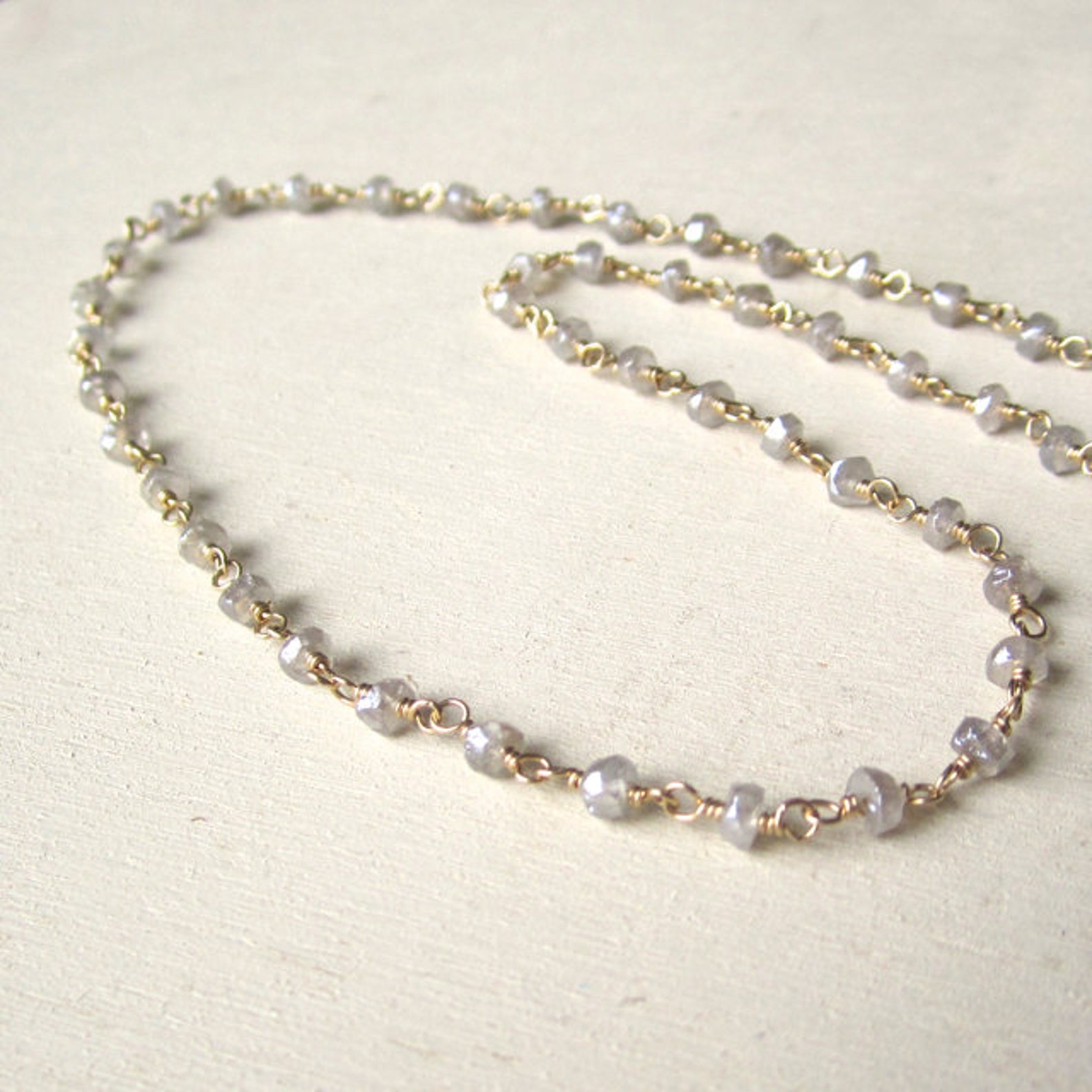 Grey zircon iridescent stone necklace on 14 karat gold-fill | Etsy