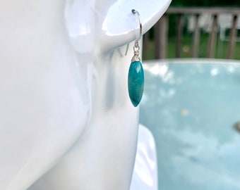 Chrysocolla gemstone drop earrings in sterling silver