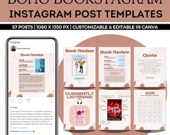 Plantillas de Canva para Bookstagram Boho: Publicaciones en redes sociales para amantes de la lectura