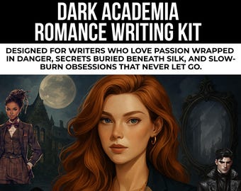 Dark Romance Writing Prompts, Dark Academia Novel Planner, Romantasy Writing, Gothic Romance, Forbidden Love Story Kit, Story Plot Generator
