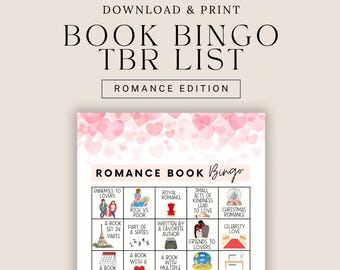 Printable Romance Book Bingo, Romance Reader TBR Game, Reading Challenge, Romance Reading Prompts, What to Read Next