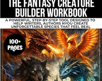fantasy creature design workbook, fantasy writing worldbuilding, novel monster creation builder, creative writing, fantasy character