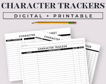 Charakter-Tracker für Drehbuchschreiber, Charakter-Chronik, Erscheinungsbild des Romans, Charakterentwicklung, Charakter-Roman-Planer
