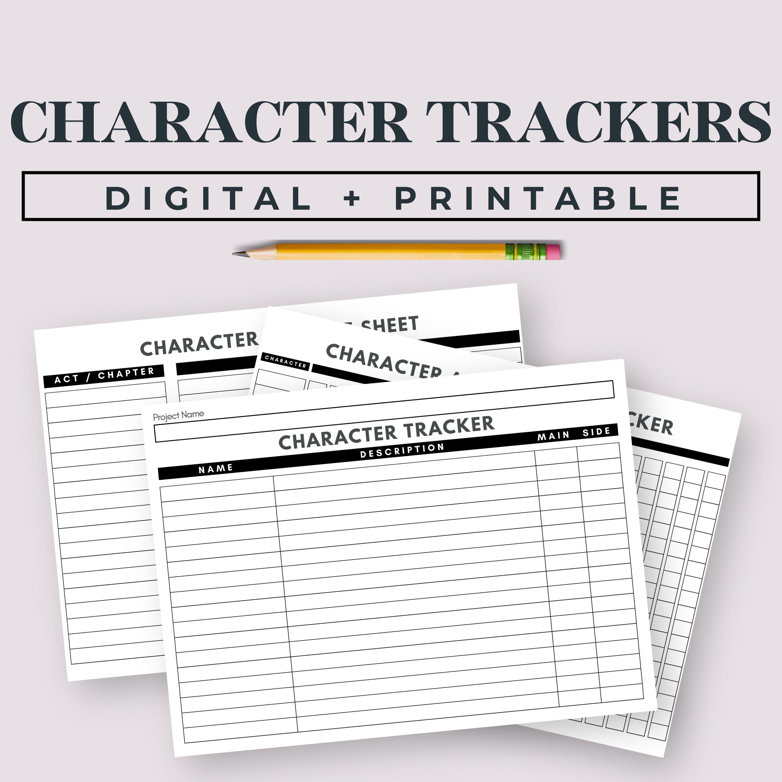 Character Tracker for Writer, Character Timeline Sheet, Novel Character ...