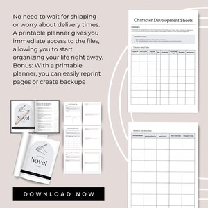 Novel Writing Planner, Writing Workbook Self Published Author, Plot ...