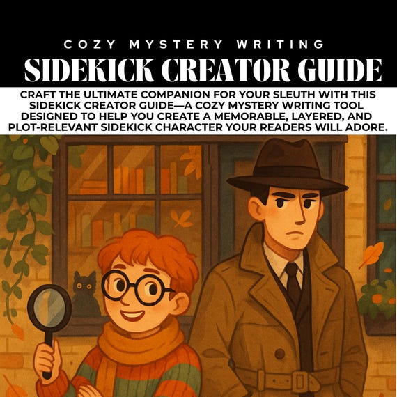 Sidekick Creator Guide, Cozy Mystery Writing, Cozy Mystery Character, Sleuth and Sidekick, Mystery Novel Sidekick Builder, Detective Duo