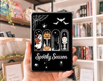 Funda para Kindle "Temporada espeluznante", funda para Kindle "Chica femenina", inserto imprimible de Halloween para Kindle, pegatinas de Halloween para Kindle, decoración para Kindle, inserto para lector electrónico