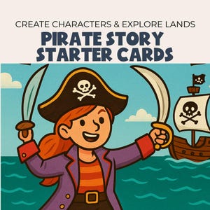 Story Starter Cards for Kids, Printable pirate game, Creative writing prompts for kids, Kids Writing Activity, Imaginative Writing