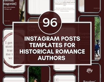 Historical Romance Author Instagram Posts, Bookstagram Template, Cover Reveal, Editable Social Media Canva, Book Promotion, Book Launch