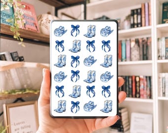 Cowboy und Bögen Kindle Insert für durchsichtige Hülle, Toile De Jouy Kindle Skin für Paperwhite, Kindle Accessory Decor, Geschenke für Kindle Reader