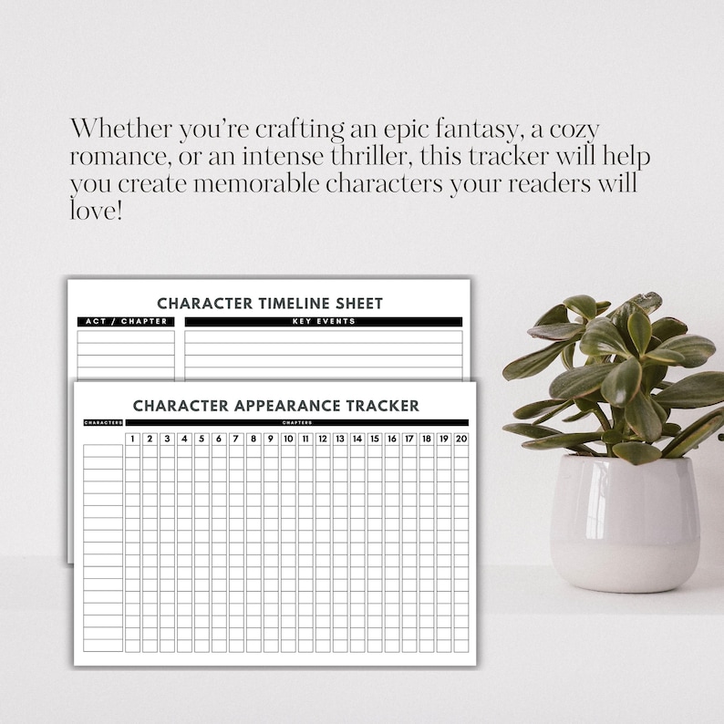 Character Tracker for Writer, Character Timeline Sheet, Novel Character ...