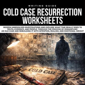 cold case writing workbook, crime fiction writer, police procedural, crime novel, thriller writing prompts, crime investigation