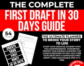 First Draft Novel, 30 Day Novel Writing Guide, Write a Book in 30 Days, Guided Novel Planner, Novel Writing Planner, Book Writing Planner