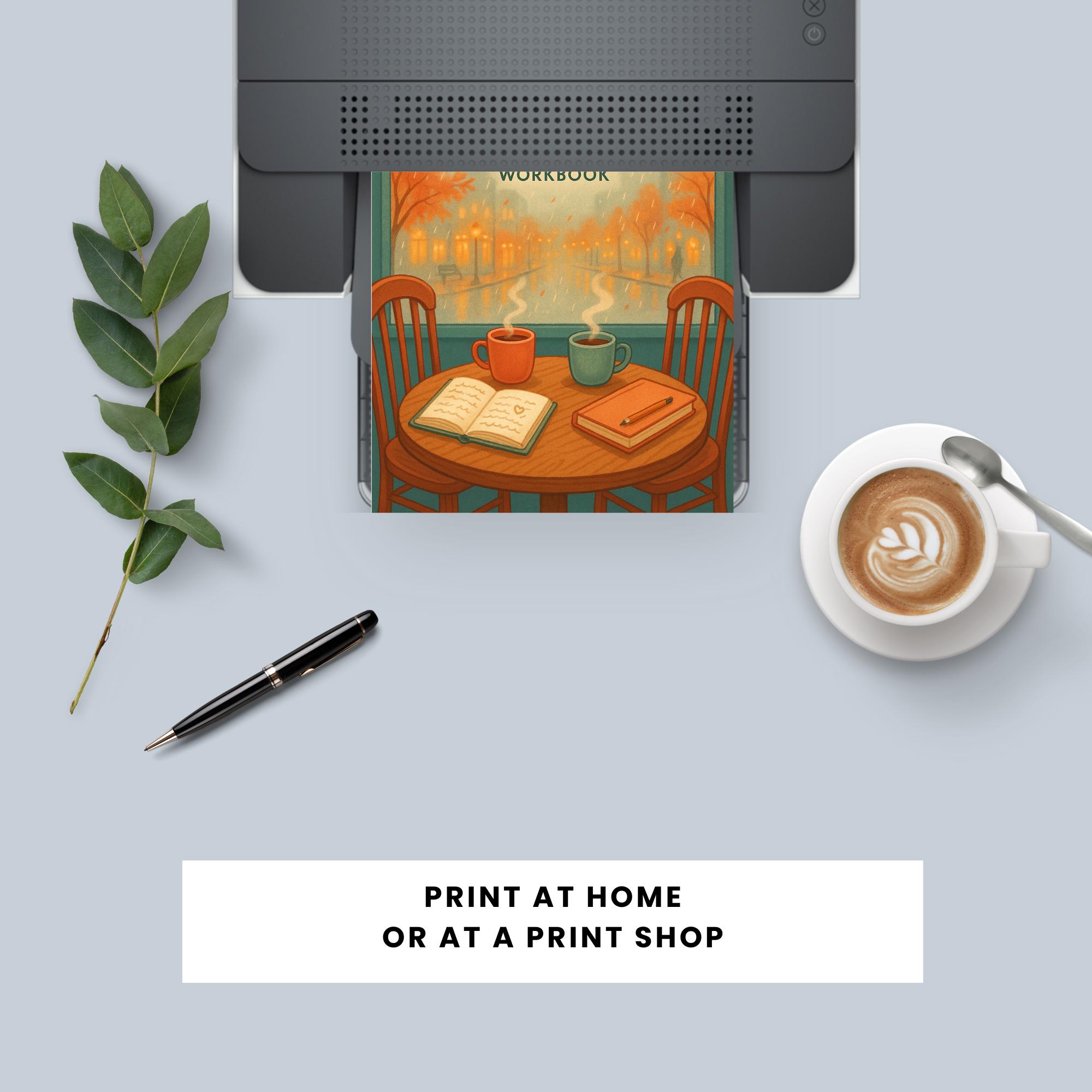 Cozy Cute Cafe Coloring and Writing, Writers Block Workbook With Prompts, Creative Writing ...