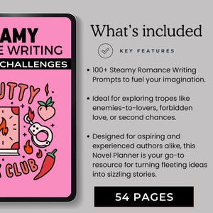 Steamy Romance Writing Prompts, Smutty Romance Story Starters, Romance Story Writing, Adult Scenes Writing Challenge, Novel Planner image 3
