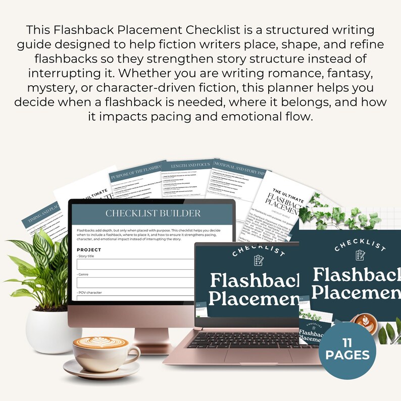 Flashback Platzierung Checkliste, Romanplaner, Flashback Schreibanleitung, Story Struktur, Pacing Planer für Romanschriftsteller Bild 2