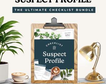Suspect Profile Checklist, Mystery Writing, Whodunnit Suspect Planner, Crime Fiction Template for Writers, Detective Story Investigation