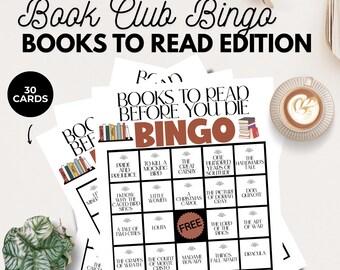 Boekenclubspel, bingoboeken om te lezen, boekenclubbingo, boekenclubspel, leesgroep, boekenclub ijsbreker, vergaderactiviteit boekenclub