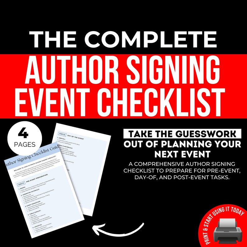 Signing Checklist.pdf Author Signing Event, Book Signing Checklist, First Book Promotion ...